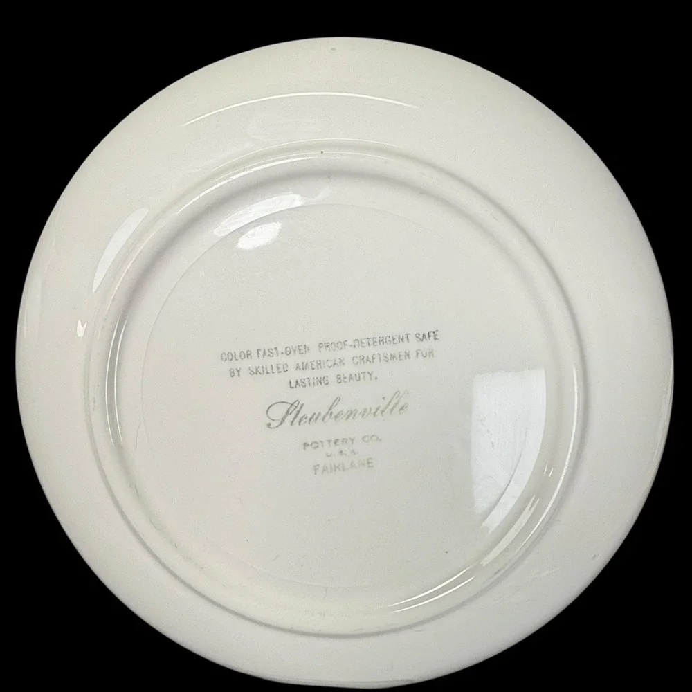 Steubenville‎ Pottery Fairlane Dinner Plates Pink Blue Flower USA Set Of 3